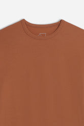 T-SHIRT GIROCOLLO ELASTICIZZATA COGNAC